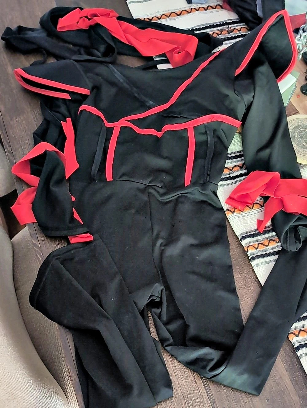 Boys Black & Red Ninja Costume Jumpsuit Like New